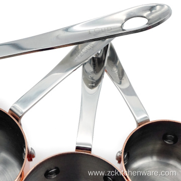 Stackable Copper Stainless Steel Measuring Cups Set